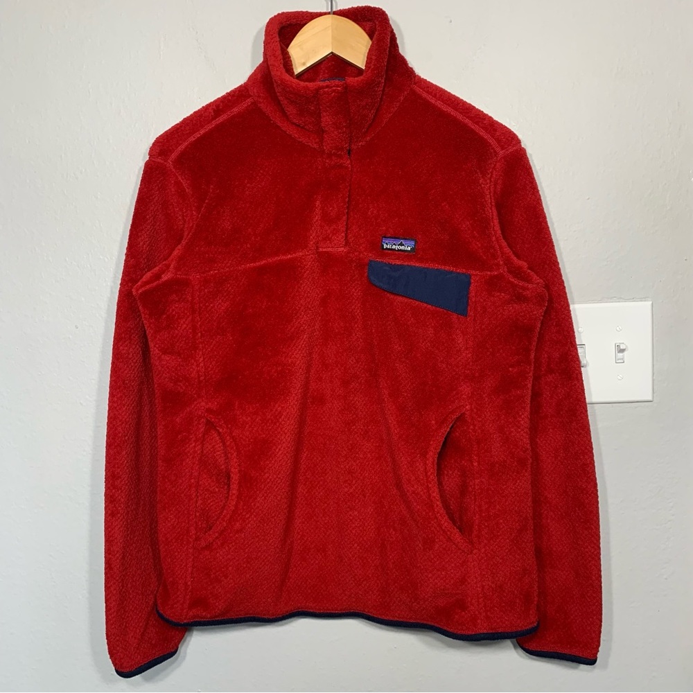 Patagonia Red Re-Tool Snap-T Polartec Fleece Pullover Sweater Women’s Sz L
